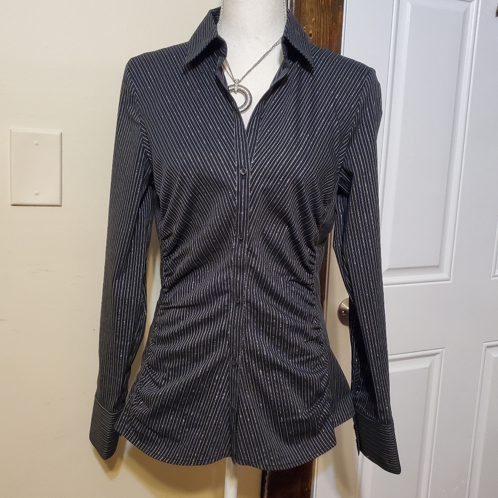 Express Black Pinstripe Button-Down Shirt